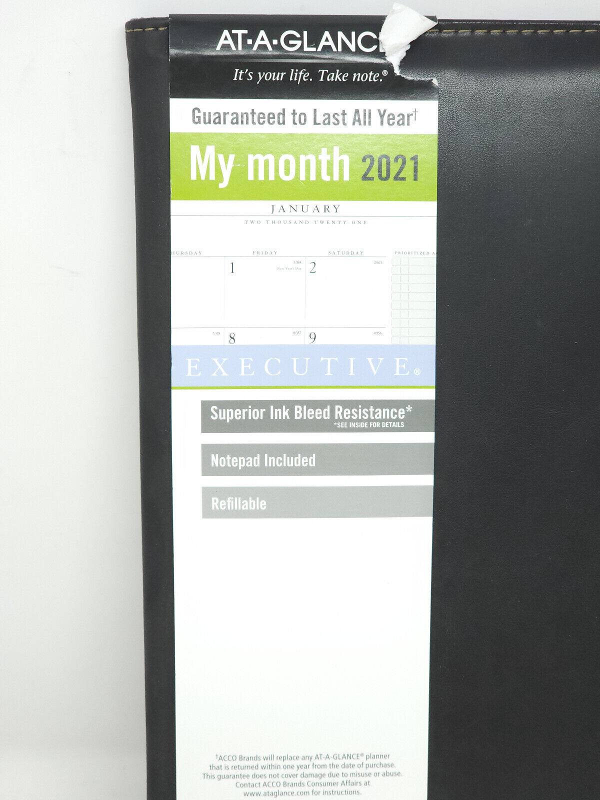 At-A-Glance Executive Monthly Padfolio, 11 X 9, White - NO INSERTS - 70-290-05