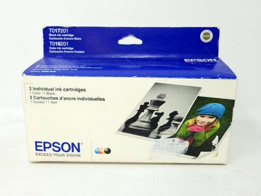 2pk Genuine Epson T017/T018 Black  Ink 17/18 Stylus 777i 1000 ICS 777 Expired 14