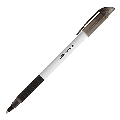 Office Depot Grip Ballpoint Pens, Medium Point, 1.0 mm, White Barrel, Black Ink, Pack Of 12, 19001