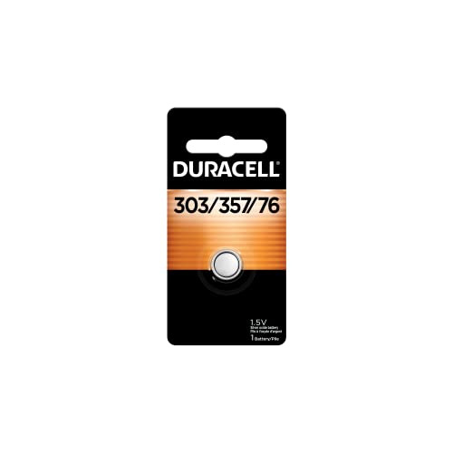 Duracell 303/357/76 Silver Oxide Button Battery, 1 Count Pack, 303/357/76 1.5 Volt Battery, Long-Lasting for Watches, Medical Devices