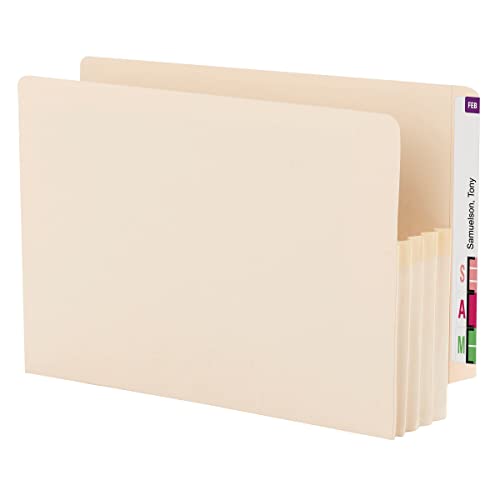 Smead End Tab File Pocket, Reinforced Straight-Cut Tab, 3-1/2" Expansion, Manila Gusset, Legal Size, Manila, 25 per Box (76124)