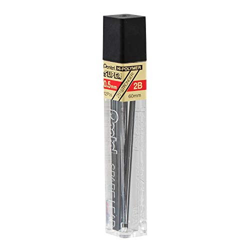 Pentel Super Hi-Polymer Lead Refill 0.5mm Fine, 2B, 36 Pieces of Lead (C505BP32B-K6)