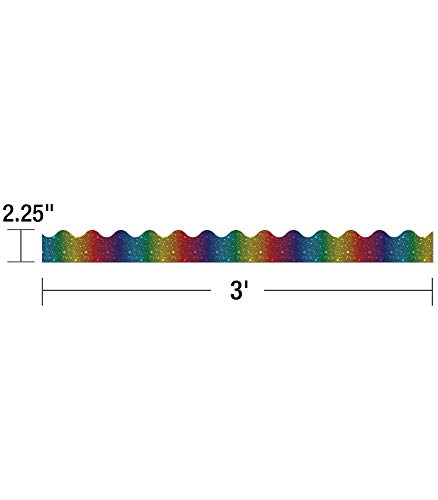 Carson Dellosa - Sparkle + Shine Rainbow Foil Scalloped Borders, Classroom Décor, 13 Strips