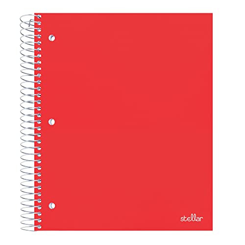 Office Depot® Brand Stellar Poly Notebook, 8-1/2" x 11", 5 Subject, College Ruled, 200 Sheets, Red