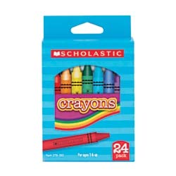 Scholastic Standard Crayons, Assorted Colors, Pack of 24