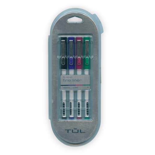 TUL Fine Liner Felt-Tip Assorted Pens, 1.0 mm, Medium Black, Blue, Violet, Green - 4 Pack