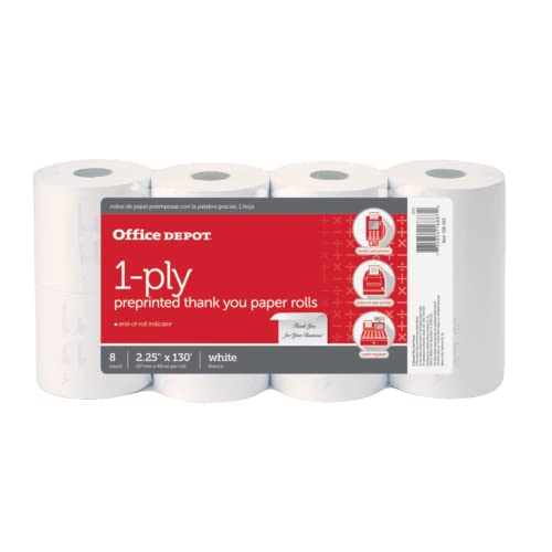 Office Depot Preprinted Tablet Paper Rolls, 2 1/4in. x 160ft., White, Pack Of 8, 109345