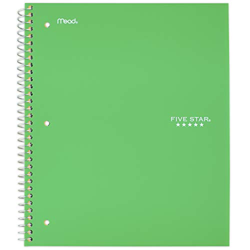 Five Star Spiral Notebook, 1 Subject, College Ruled Paper, 100 Sheets, 11" x 8-1/2", School, Wired