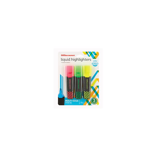 Office Depot - Highlighters - Liquid Highlighters Yellow, Green - Pink