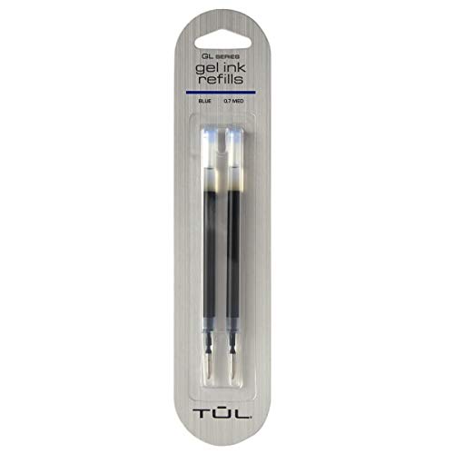 TUL Gel Pen Refills, Medium Point, 0.7 mm, Blue Ink, Pack of 2 Refills