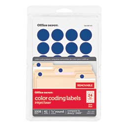 Office Depot Brand Removable Round Color-Coding Labels, OD98790, 3/4in Diameter, Dark Blue, Pack of 1,008