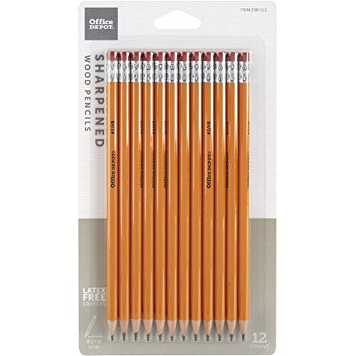 Office Depot Brand Presharpened Pencils, 2 Medium Soft Lead, Yellow, Pack of 12