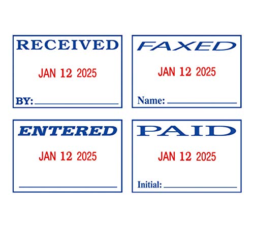 2000 Plus Economy Self-Inking Message Dater, FAXED, Paid, Received, Entered, 7/8" x 1-3/4" Impression, Red and Blue Ink (065005)