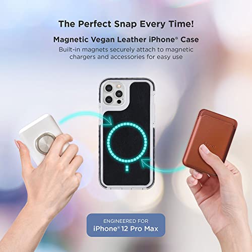 iHome Magnetic Vegan Leather Velo Case for iPhone® 12 Pro Max, Black, 2IHPC0825B1L2