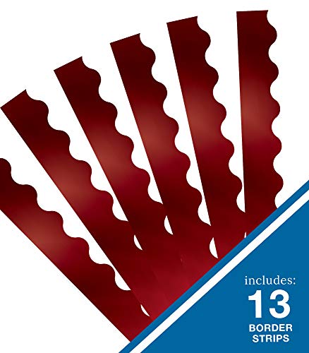 Carson Dellosa - Sparkle + Shine Cherry Foil Scalloped Borders, Classroom Décor, 13 Strips