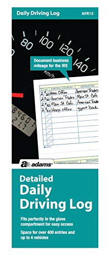 Adams Detailed Daily Driving Log, 400 Entries, 9 x 3.25 Inches, Multi-Color (AFR15)