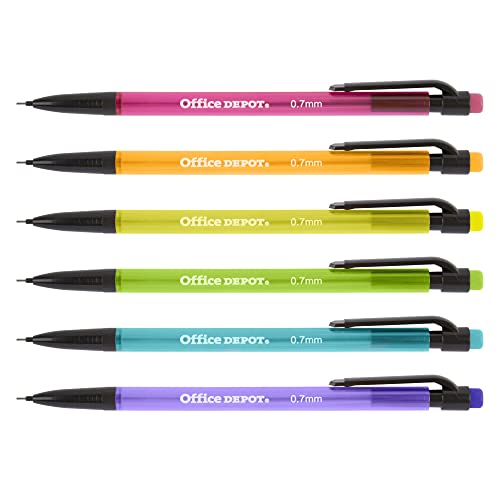 Office Depot HB Mechanical Pencils, 0.7 mm, Assorted Color Barrels, Pack Of 6, OD896751