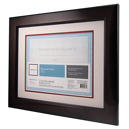 Realspace™ Plastic Photo/Document Frame, 11" x 14", Matted For 8-1/2" x 11", Black Cherry