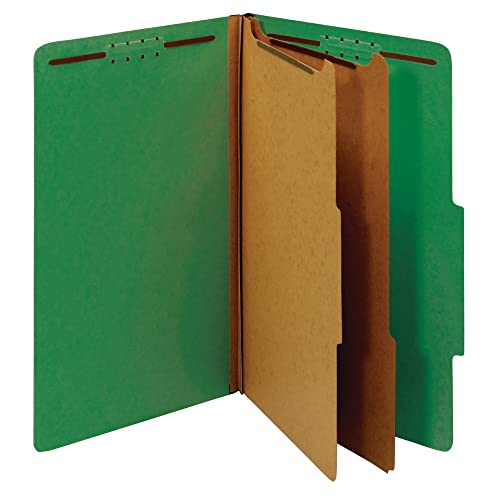 Office Depot Classification Folders, 2 1/2in Expansion, Legal Size, 2 Dividers, 60% Recycled, Light Green, 5 pk, OM01724