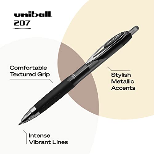 uni-ball Uniball 207 Signo Gel Pen, 4 Black Medium 0.7mm Retractable Pens, Gel Pens, Fine Point, Smooth Writing Pens, Office Supplies like Colored Pens, Ink Pens