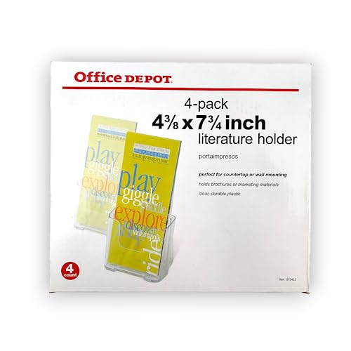 Office Depot Brand Literature and Leaflet Display Stand, Set of 4, Clear, Measures 4 2/3 by 7 3/4 Inches, Item 1375453