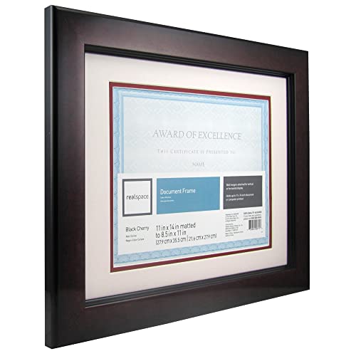 Realspace™ Plastic Photo/Document Frame, 11" x 14", Matted For 8-1/2" x 11", Black Cherry