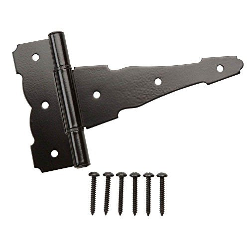 Everbilt 6 in. x 4.25 in. Black Heavy Duty Decorative Tee Hinge