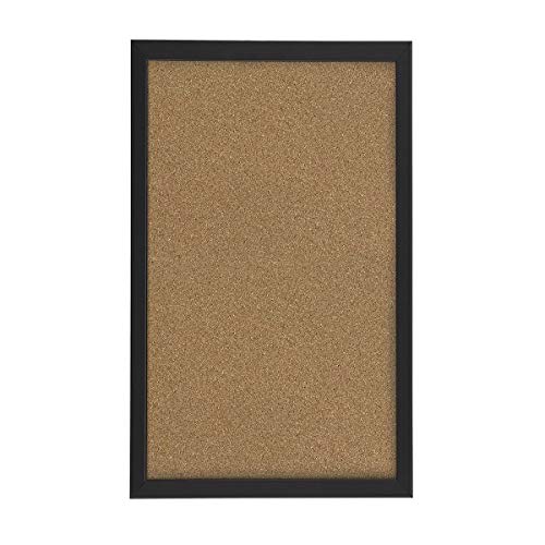 FORAY Cork Bulletin Board, 12" x 18", Natural Brown, Black Frame