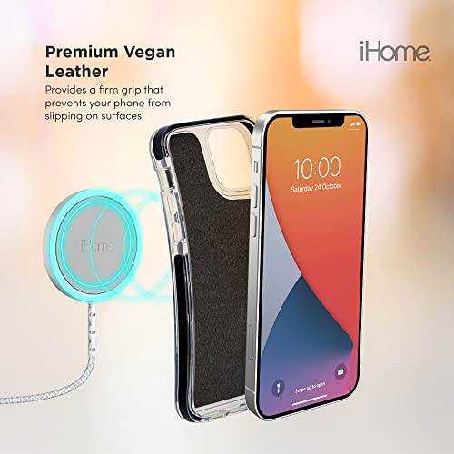 iHome Magnetic Vegan Leather Velo Case for iPhone® 12 Pro Max, Black, 2IHPC0825B1L2