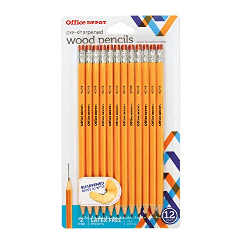 Office Depot Brand Presharpened Pencils, 2 Medium Soft Lead, Yellow, Pack of 12