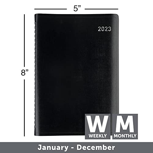 Office Depot® Brand Weekly/Monthly Appointment Book, 5" x 8", Black, January To December 2023, OD711300