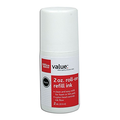 Office Depot Roll On Ink 2 Oz- Bottle Red for Foam and Felt Ink Pads