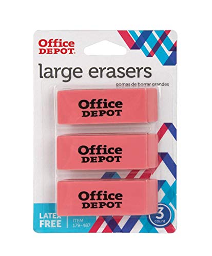 Office Depot Beveled Erasers, Pink, Pack of 3, BG179487