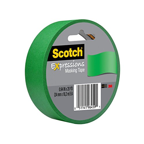 Scotch Expressions Masking Tape, 3" Core, 0.94" X 20 Yds, Primary Green