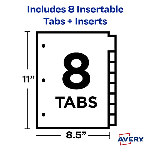 Avery Plastic 8 Tab Binder Dividers Insertable80