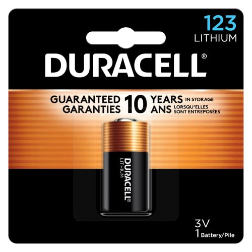 Duracell CR123A 3V Lithium Battery, 1 Count Pack, 123 3 Volt High Power Lithium Battery, Long-Lasting for Home Safety and Security Devices
