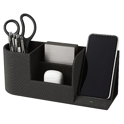 Realspace™ Desk Organizer With Wireless Charger With Antimicrobial Treatment, Black