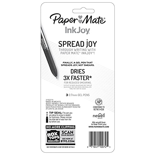 Paper Mate InkJoy Gel Pens, Medium Point, Red, 3 Count