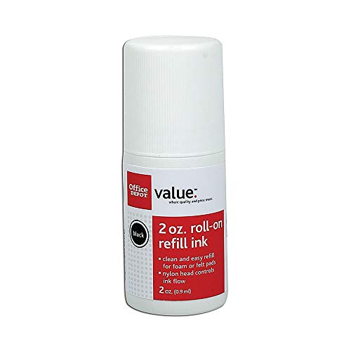 Office Depot Roll On Ink 2 Oz- Bottle Red for Foam and Felt Ink Pads