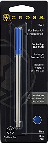 Cross Refill For Cross Selectip Gel Roller Ball Pens, Medium Conical Tip, Blue Ink