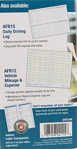 Adams AFR10W Mileage Journal - 2 Pack