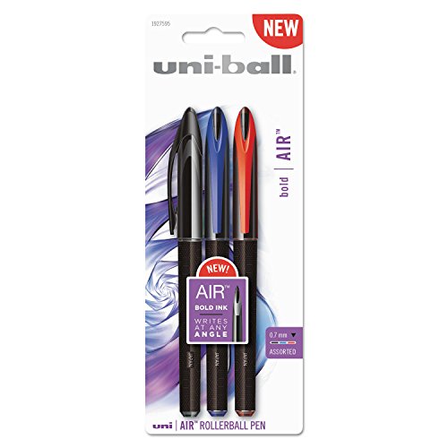 Uni-Ball 1927595 Air Rollerball Pen .7 Mm Assorted Ink 3/Pack