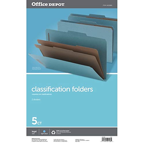Office Depot® Brand Pressboard Expanding File Folders, 2 1/2" Expansion, Legal Size, 83% Recycled, Blue, Pack of 5
