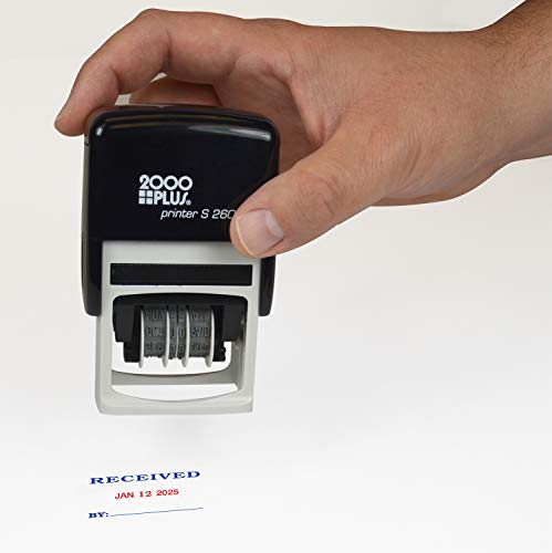 2000 Plus Economy Self-Inking Message Dater, FAXED, Paid, Received, Entered, 7/8" x 1-3/4" Impression, Red and Blue Ink (065005)