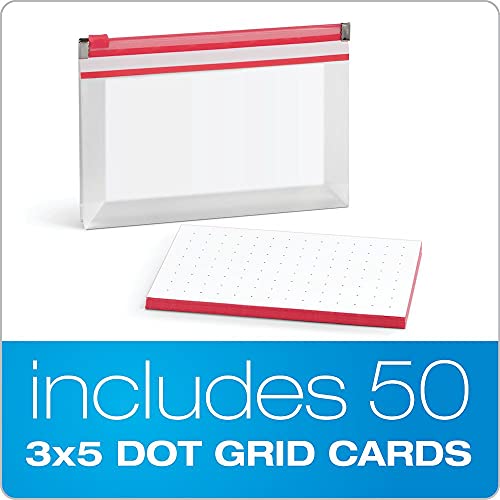 Oxford at Hand Note Card Zip Pocket - Easy Label, includes 50 Dot Grid cards, Assorted colors (No color choice) (334266M) (Pack of 1)