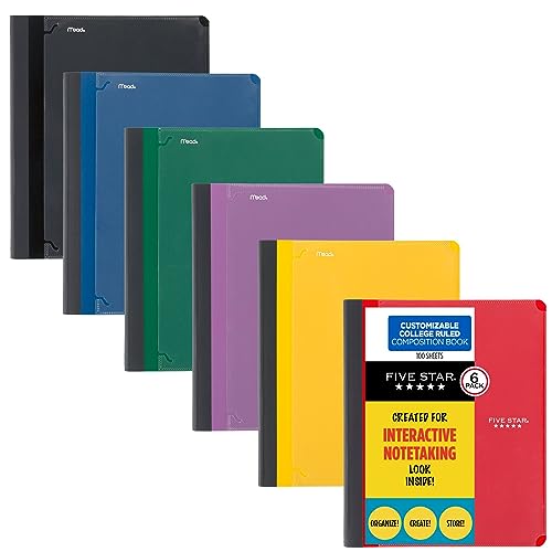 Five Star Interactive Notetaking Composition Books, 1 Subject, College Ruled Composition Notebooks