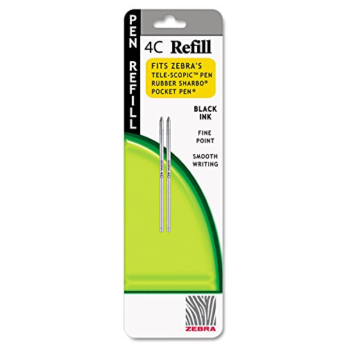 ZEBRA 85612 Refill For Styluspen Twist And 4C Pocket Pens, Fine, Black Ink, 2/Pack