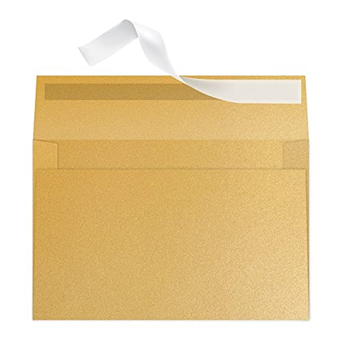 Office Depot Brand Greeting Card Envelopes, A9, Clean Seal, 5 3/4" x 8 3/4", Gold Pearl, Box of 25