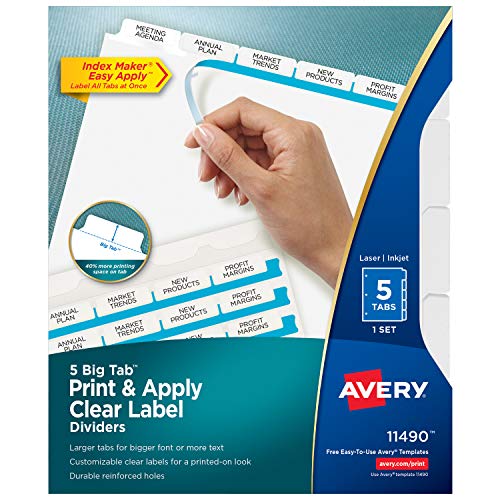 Avery Big Tab Index Maker Clear Label Dividers
