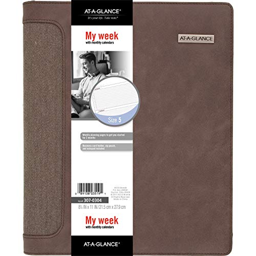 Day Runner Undated Harrison Leather Day Planner, 10.5 x 12.5 x 11.18 inches (307-0304),Brown
